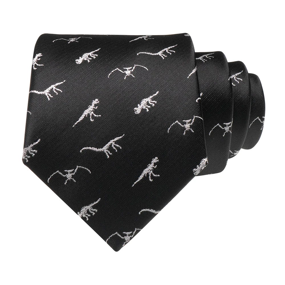 JEMYGINS New Design Animal Tie For Men Silk Woven Necktie 8cm Cartoon Dinosaur Fox Jacquard Fashion Party Wedding Gravata gift