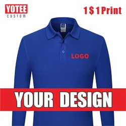 Yotee camisa de manga longa de algodão, camisa de grupo de empresa pessoal, estampa personalizada, logotipo fotográfico