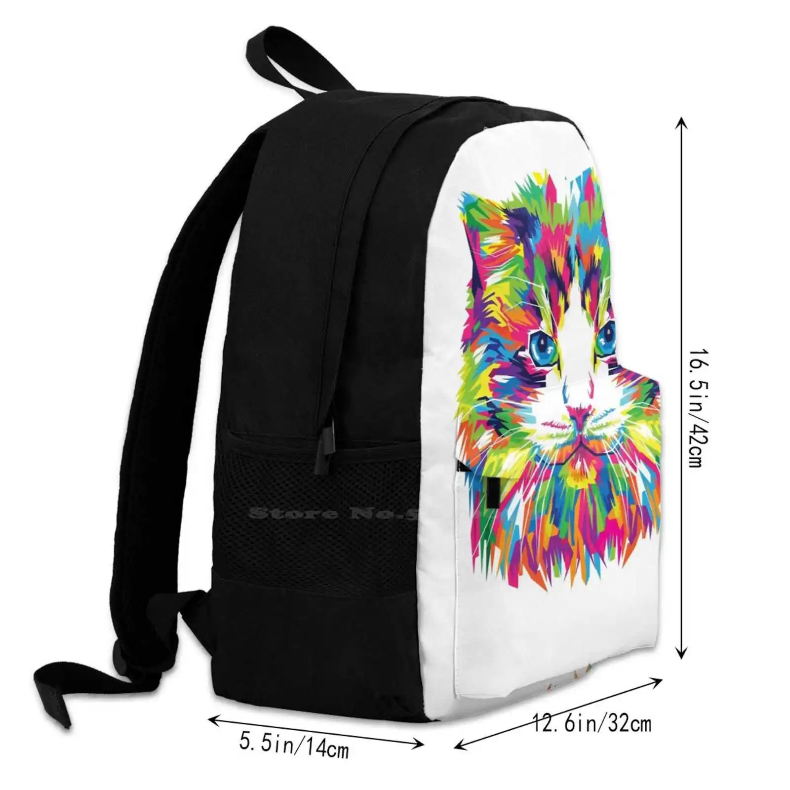 Gatto colorato Adolescente Studente universitario Zaino Modello Borse di design Gatti colorati Gatti Gattino Gatto Gattino Colori Amanti dei gatti Animali domestici