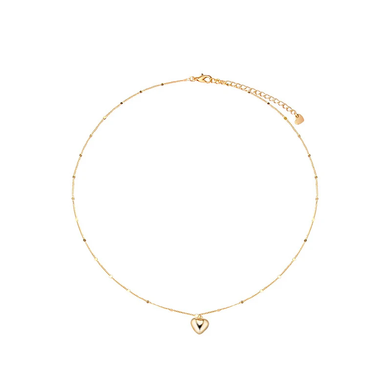 ANENJERY Couple Heart Necklace Simple Pendant Necklace For Women Love Jewelry Gift Wholesale