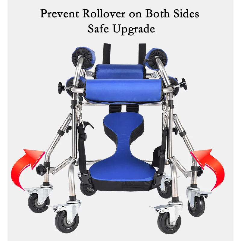 Children 6 Unversal Brake Wheels Walk Support Stand Rehabilitation Equipment Help Disabled Kids Hemiplegia Training Walker Aid