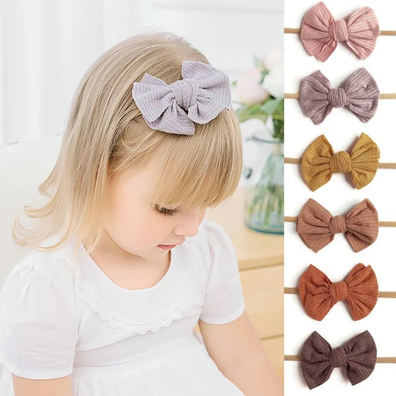 Rib Baby Bow Headbands for Girls Soft Elastic Children Hair Band Baby Hair Tie Baby Girl Headband Newborn Baby Hair Accessories