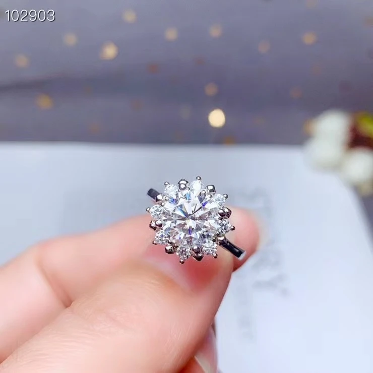 crackling moissanite gemstone ring for women jewelry engagement ring for wedding 925 sterling silver ring birthday New Year gift