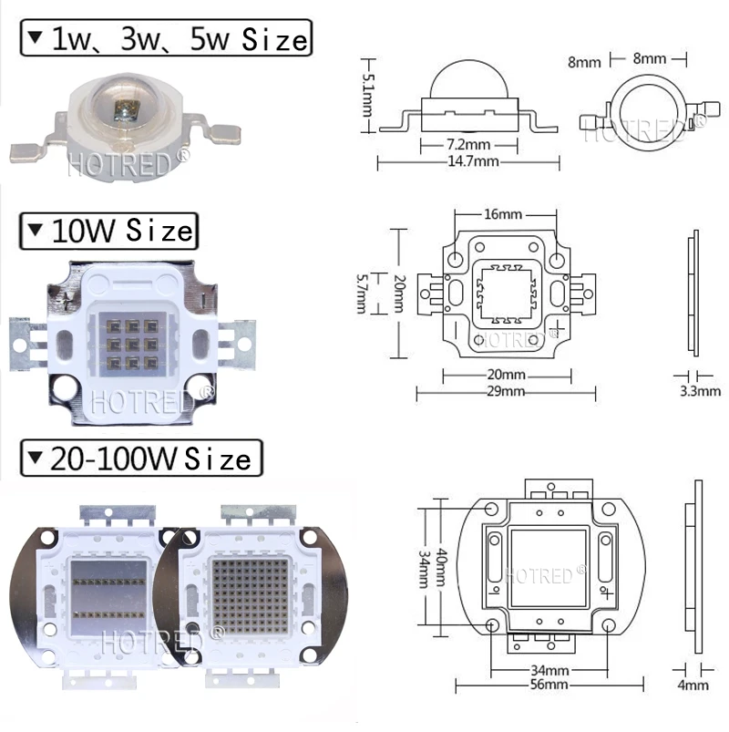 High Power LED Chip IR Infrared 850nm 3W 10W 20W 30W 50W 100W Emitter Diode COB Light Lamp Matrix 850 nm for Night Vision Camera