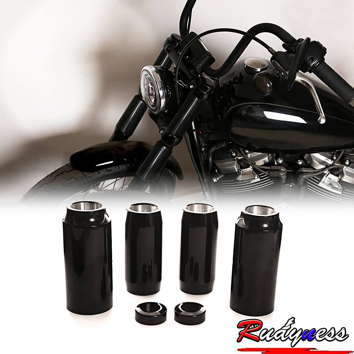 GLOSS BLACK FORK SILDER SETS FOR HARLEY SOFTAIL STREET BOB 2018-2022 FXBB Model