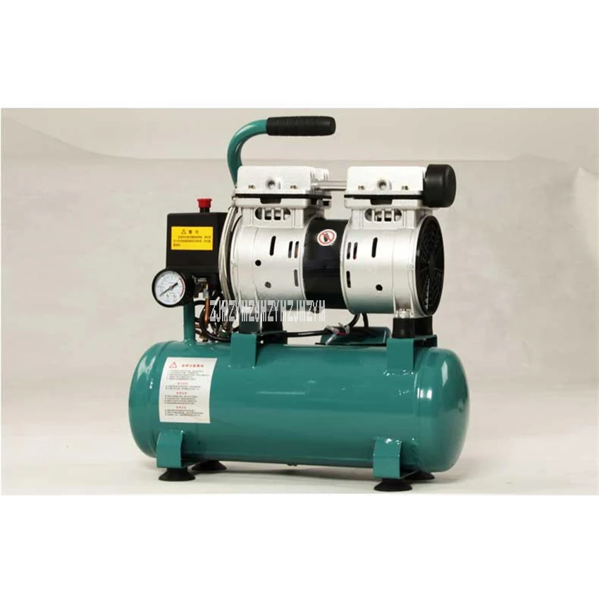 Compressor de ar silencioso portátil 550-9l, bomba de alta pressão pequena 550w, compressor de ar livre de óleo, para trabalhar em madeira, cobre, 220v