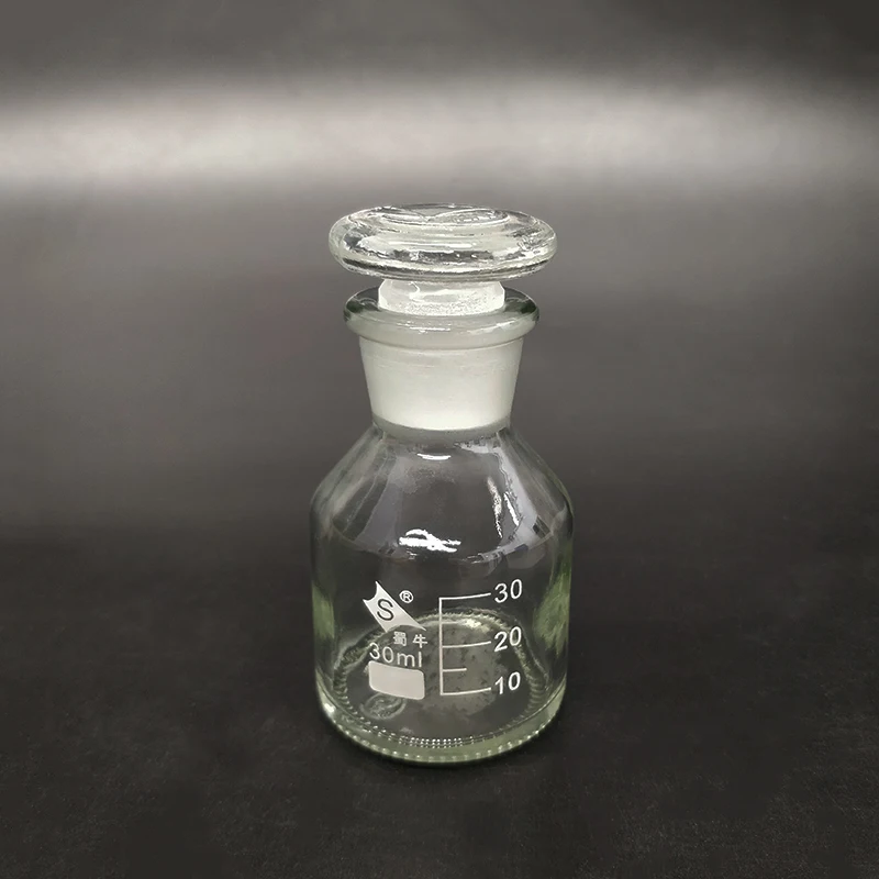 SHUNIU S Reagent bottle, Narrow neck with standard ground glass stopper, Clear ordinary glass, Vials