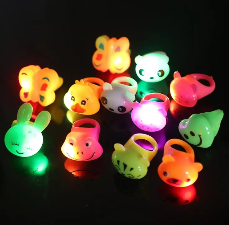 LED Soft Glue Flash Expression Ring Luminous Ring Children Cartoon Finger Light Led Flash Ring Party Birthday Favor SN1625