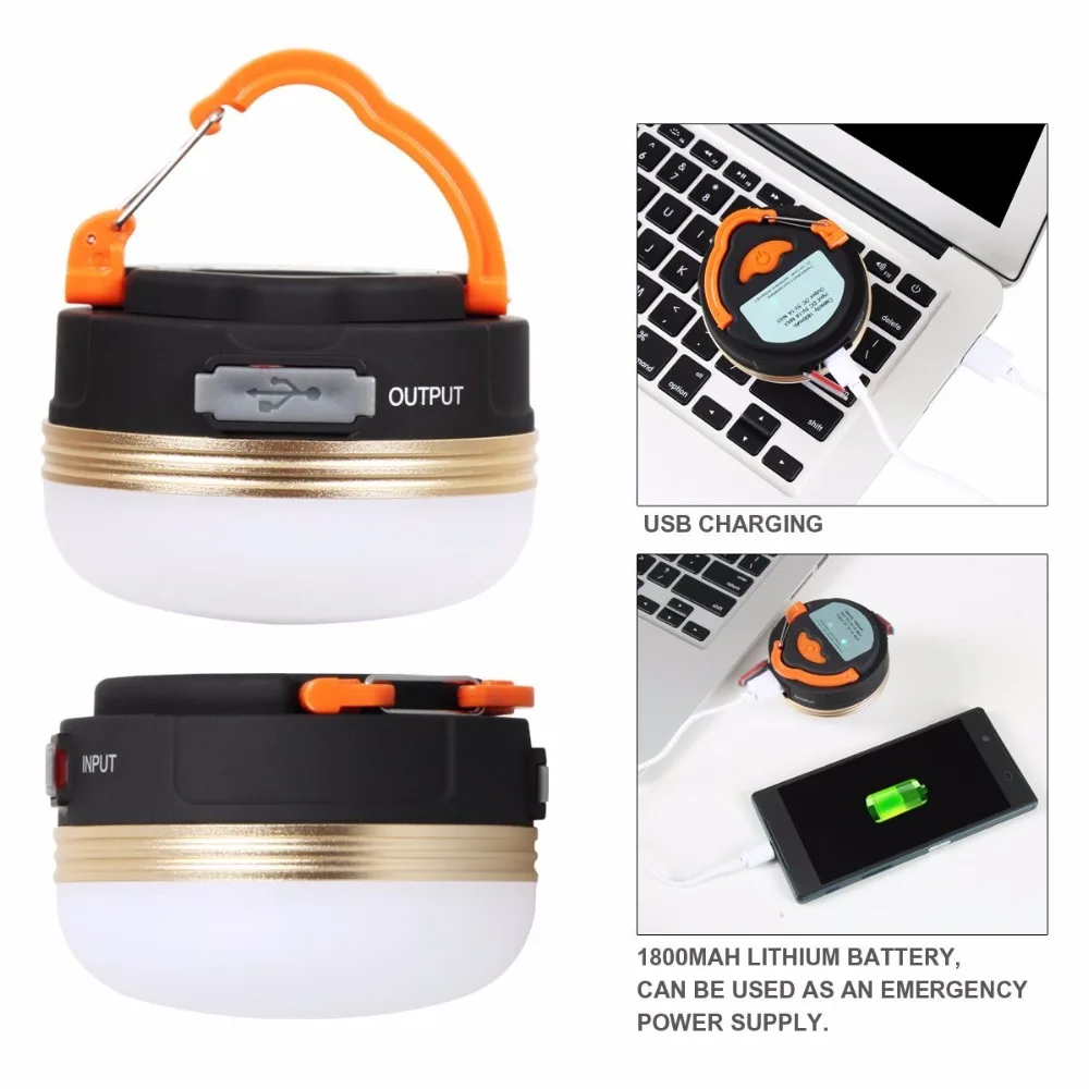 Lanterna led recarregável portátil para acampamento, luz usb para barraca de acampamento com base magnética, kit de sobrevivência de emergência, uso ao ar livre