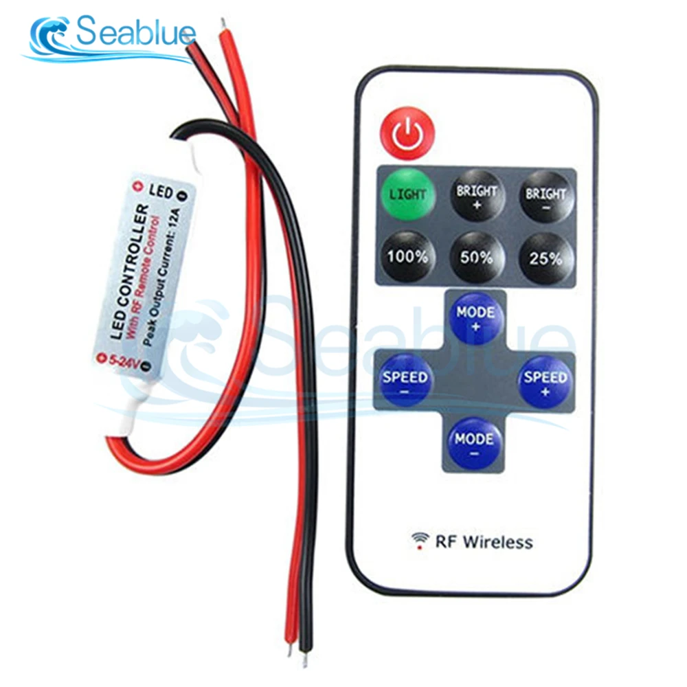 1 Set 12V RF Wireless Remote Control Switch Dimmer Mini In-line LED Light Controller Module For Led Strip Light