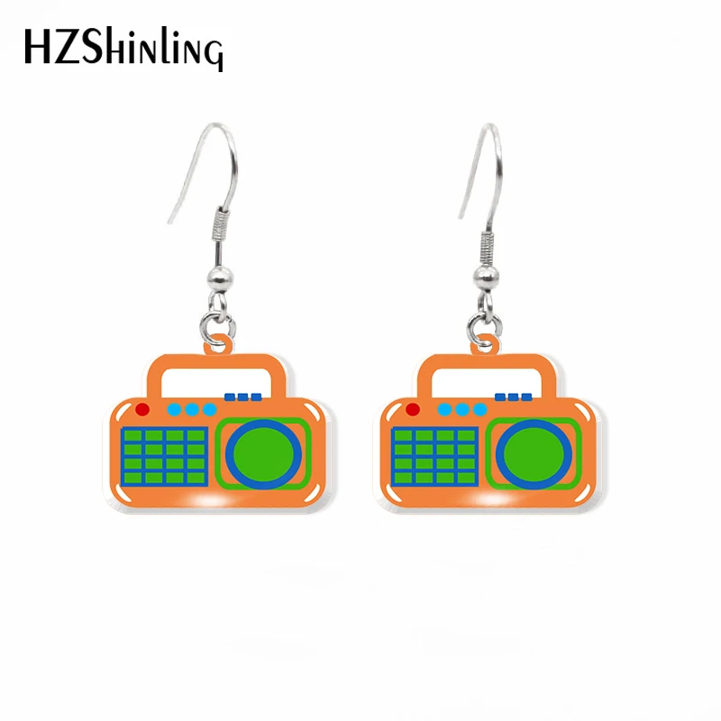 2020 New Vintage Radio Dangle Earring Cute Boombox Acrylic Hook Earring Epoxy Jewelry Earrings Gifts Gril