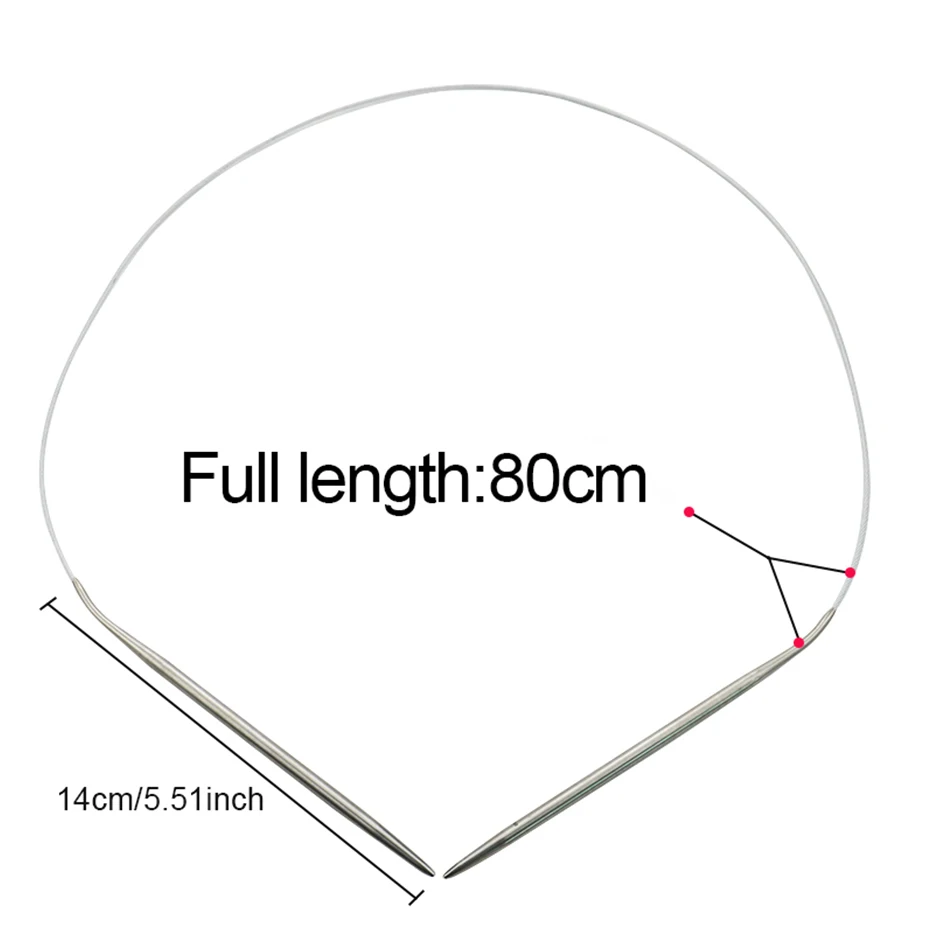 10 Size Knitting Tools Stainless Line Circular Needle Aluminium Handle Ring Needlework for Sweater 80cm Length NEEDLE