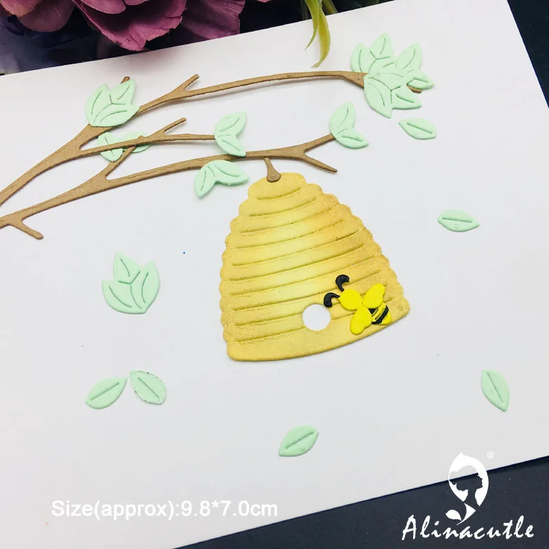 Alinacutle Metal Cutting Die Cut Bee Tree Branch Beehive Nest DIY Scrapbooking Paper Craft Handmade Card Punch Art Cutter Die image 2