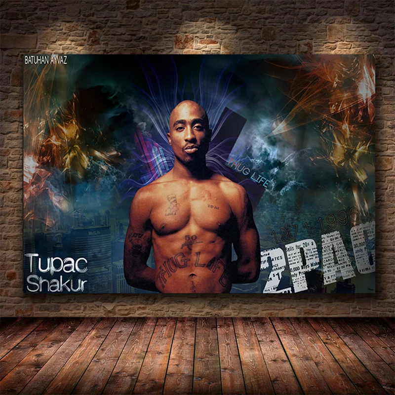 Modern Music Rapper Tupac Shakur 2PAC Outlaw Rap Star Poster Print Wall Art Picture Canvas Painting Living Room Home Decoration