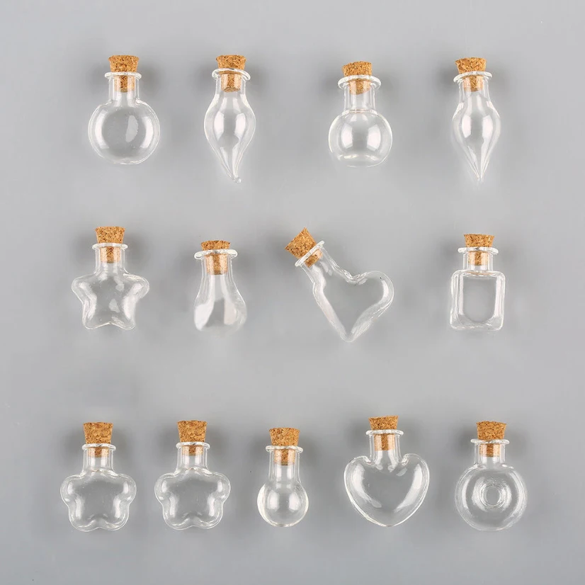 5Pcs Mini Glass Bottle with Cork Clear Wish Bottle Hanging Decorations Party Gift DIY Pendants Earrings Jewelry Making Supplies