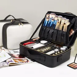 PU Professional Makeup Bag Portable Cosmetic Brush Organize Case Storage Box Toiletries Cosmetics Organizer Nail Tool Suitcase