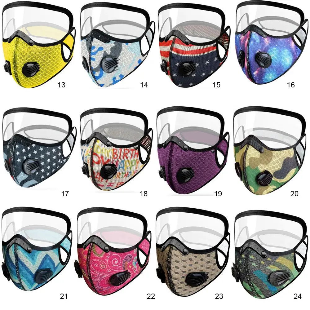 1PC Cycling Face Mask Activated Carbon Masks Anti Pollution Filter Breathing Valve Removable Protective Lens Outdoor Accessories