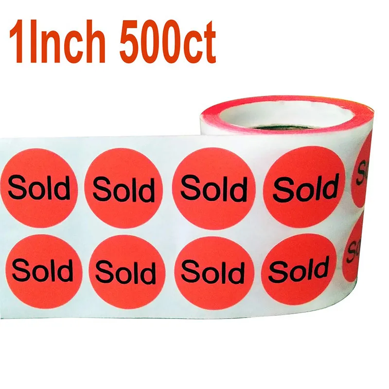 

Wootile 500pcs/Poll 2.5Cm Sold Sticker Label Red Color Retail Has Been Sold