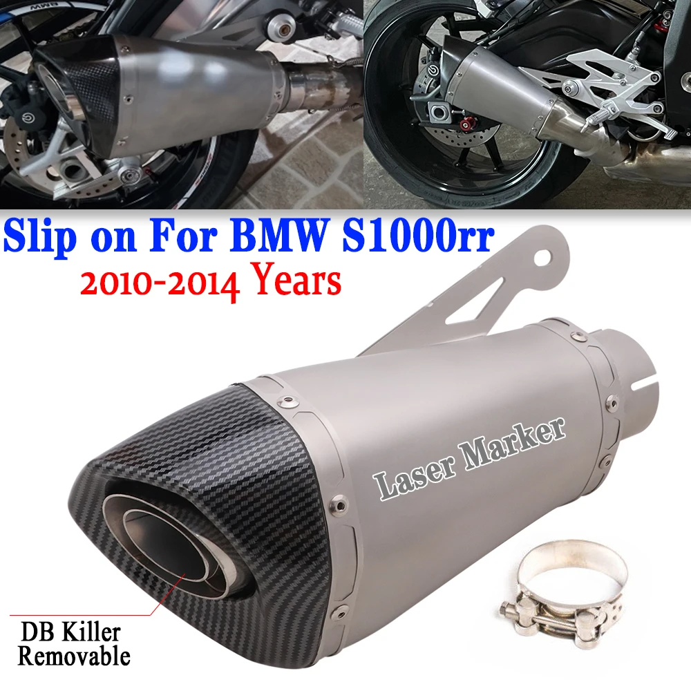 

Slip on For BMW S1000 S1000R S1000RR 10-14 Motorcycle Exhaust Escape Moto Modified Muffler Tailpipe 60mm Laser Printed DB Killer