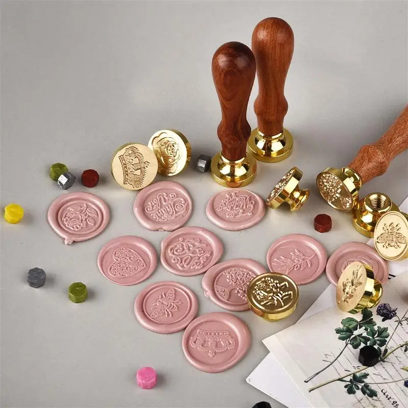 Tree Pattern Wax Seal Stamps Retro Happy Birthday Antique Wooden Sealing Scrapbooking Sollos stempel Craft Wedding Decorative