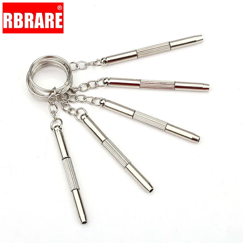 RBRARE Eyeglass Screw 5Pcs Portable 3 in 1 Aluminum Steel Precise Sunglasses Watch Repair Tools Screwdriver With Keychain