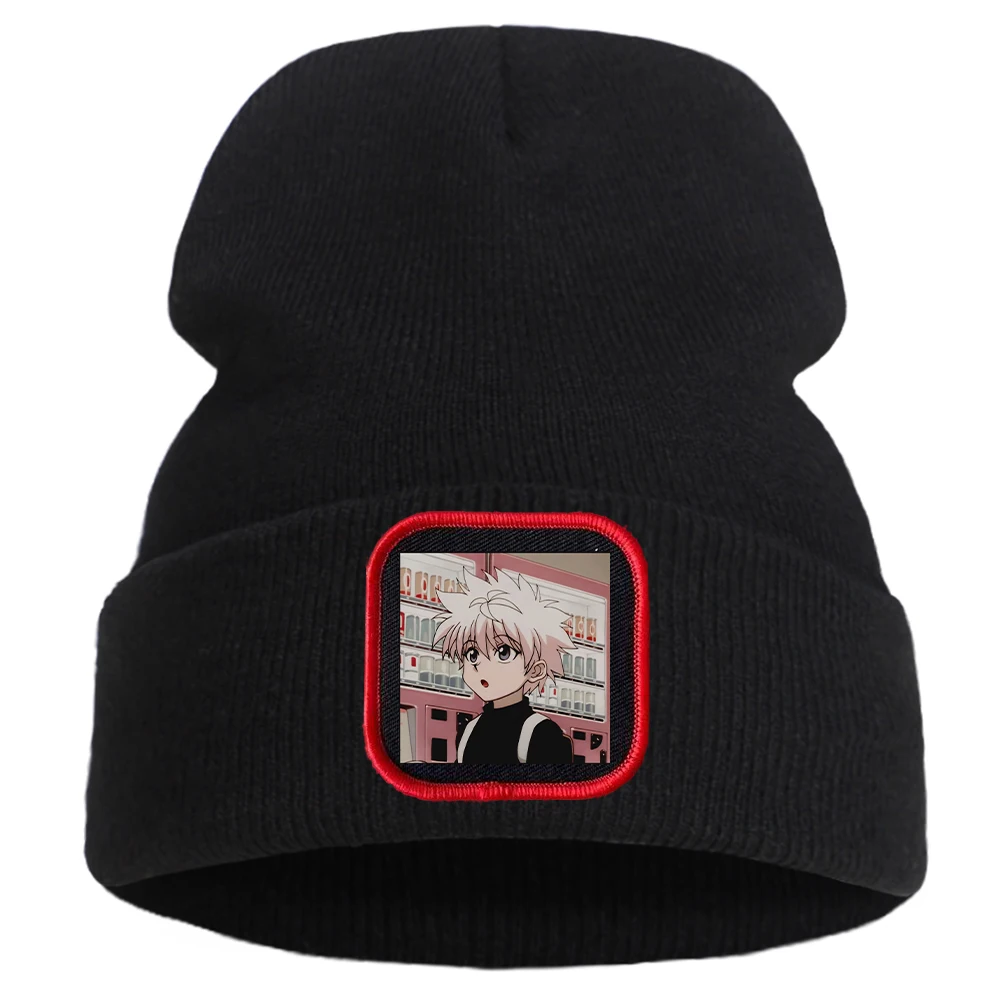 Japan Anime Hunter X Hunter Cotton Casual Beanies for Men Women Knitted Winter Hat Solid Hip-hop Skullies Bonnet Unisex Cap