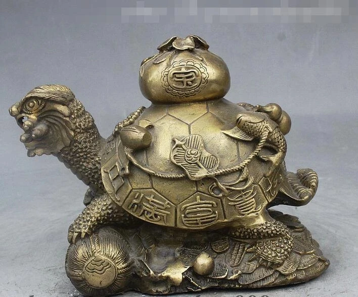 Chinese FengShui Carve Guard Shou Longevity Dragon Turtle tortoise Statue