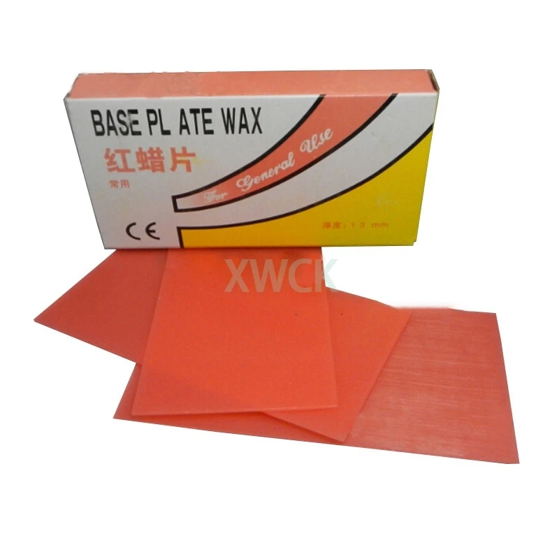 1Box Dental Lab Material Base Plate Red Dental Wax Dentist Auxiliary Material Thickness 1.3mm For Dental Lab tool