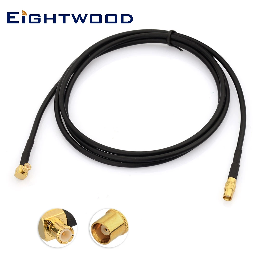 Eightwood MCX Cable Plug Male Right Angle to Straight Jack Female RG174 Coaxial for GPS GSM Audio Wireless Equipments Antenna