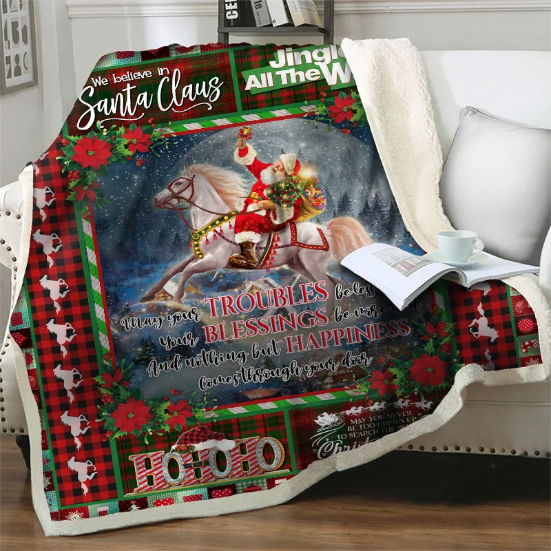 3D Creative Christmas Party Home Decor Fleece Throw Sherpa Blankets for Beds Sofa Thick Quilts Adults Kids Soft Plush Bedspreads