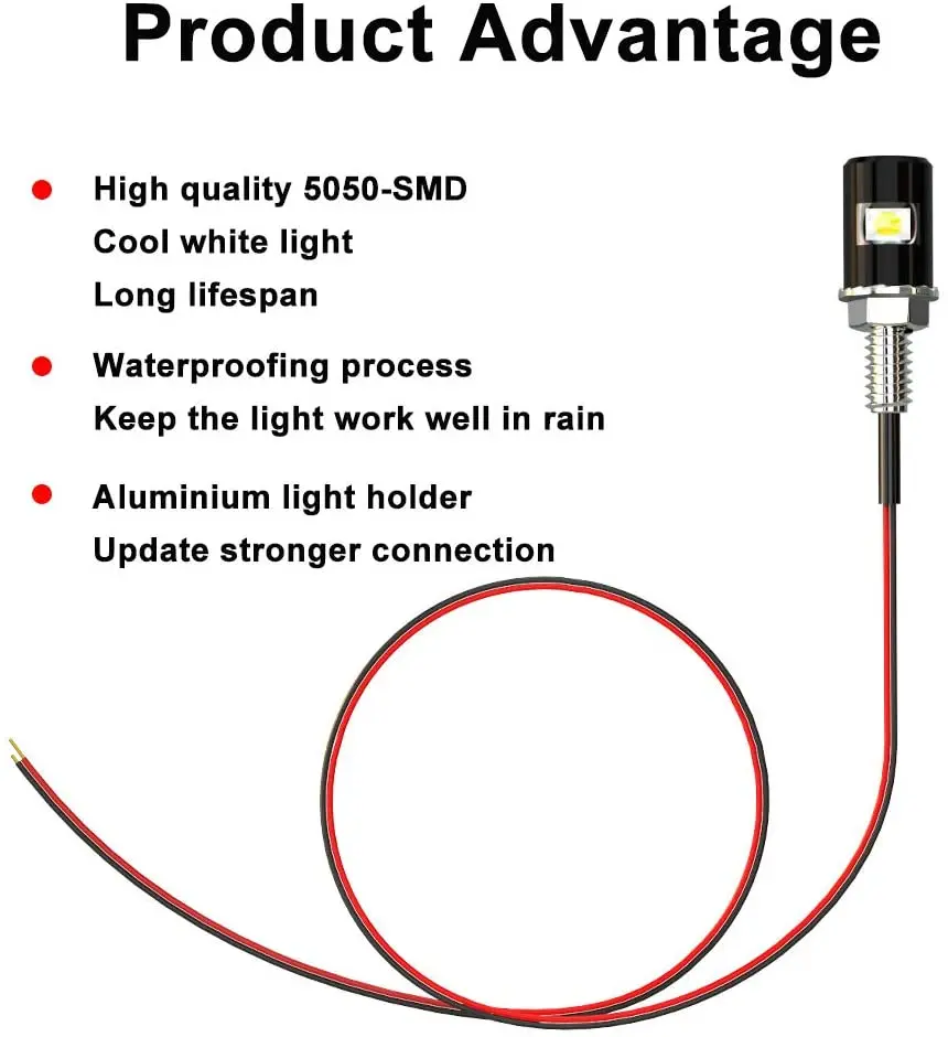 Luces LED para placa de matrícula de motocicleta y coche, Bombilla de perno de tornillo delantero trasero, fuente de luz, 12V, 5630 SMD