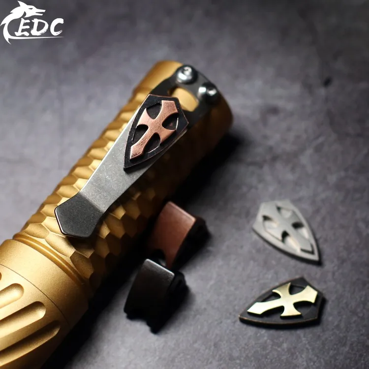 Copper Cross Lanyard Bead Knife Jewelry Parachute Cord Paracord Bead EDC Tool Decorate Buckle Brass Shield Bead Rope Knife Beads