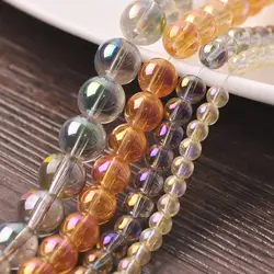 Round 4mm 6mm 8mm 10mm 12mm Plated Colors Crystal Glass Loose Spacer Beads Wholesale lot for Jewelry Making DIY Crafts Findings