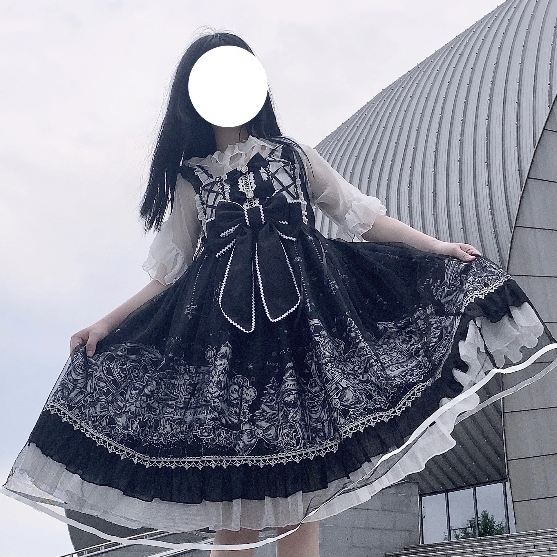 

Gothic Lolita Dark Color loli Autumn Winter daily Lolita High Waist Kawaii Girl Cos sleeveless Dress Women Sling dress JSK