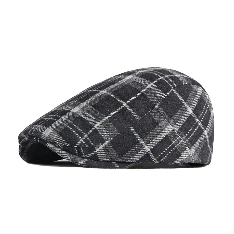 LDSLYJR Autumn Winter Polyester Plaid  Newsboy Caps Flat Peaked Cap Men and Women Painter Beret Hats 31