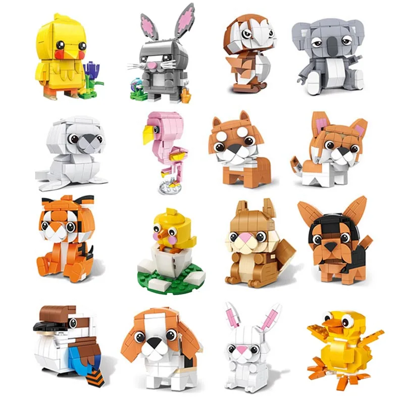 New Resurrected Chick Rabbit Dog Kookaburra Penguin Flamingo Collie Sea lions Mini figures Building bricks Kid Block Toys