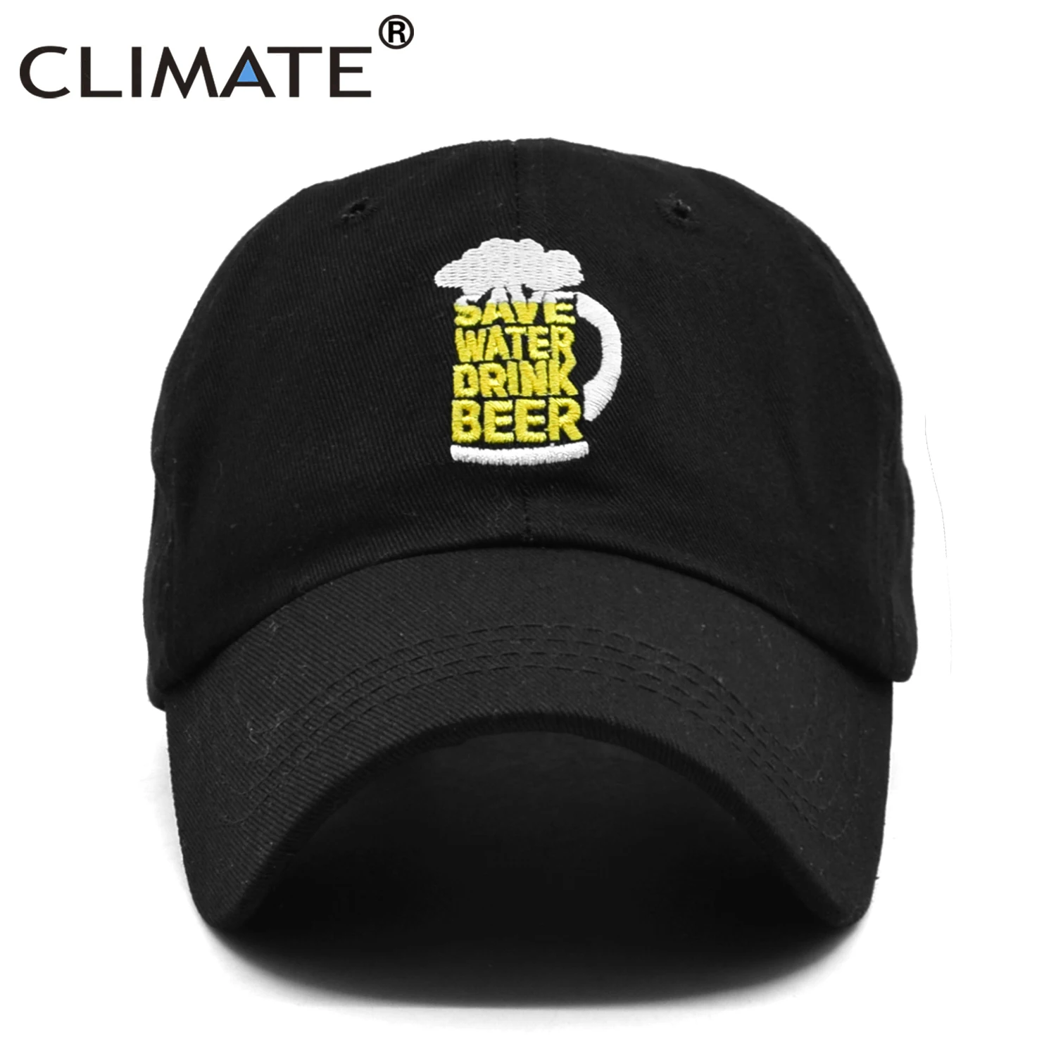 CLIMATE Men Baseball Cap Dad Men\'s Caps Save Water Drink Beer Lover Cap Cool Black Dad Hat Cap Cotton Hat Cap Men Beer Lover