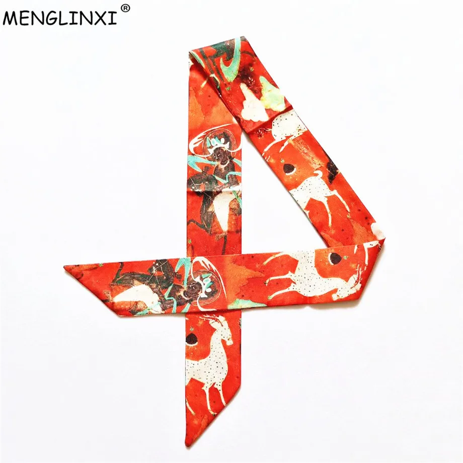 

New Design Dunhuang Nine-color Deer Silk Scarf 2023 Luxury Brand Scarf Women Skinny Bag Hair Neck Scarf Foulard Femme Headband