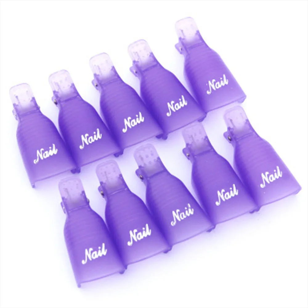 10 Pz/set Nail Polish Remover Durevole Clip di Tappo di Plastica Del Chiodo Soak Off Gel Uv Polish Remover Involucro di Silicone Strumento Unghie Artistiche punte Kl/8