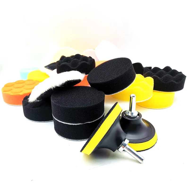 31Pcs Sponge Polishing Waxing Buffing Pads Kit Compound Auto Car + Drill Adapter