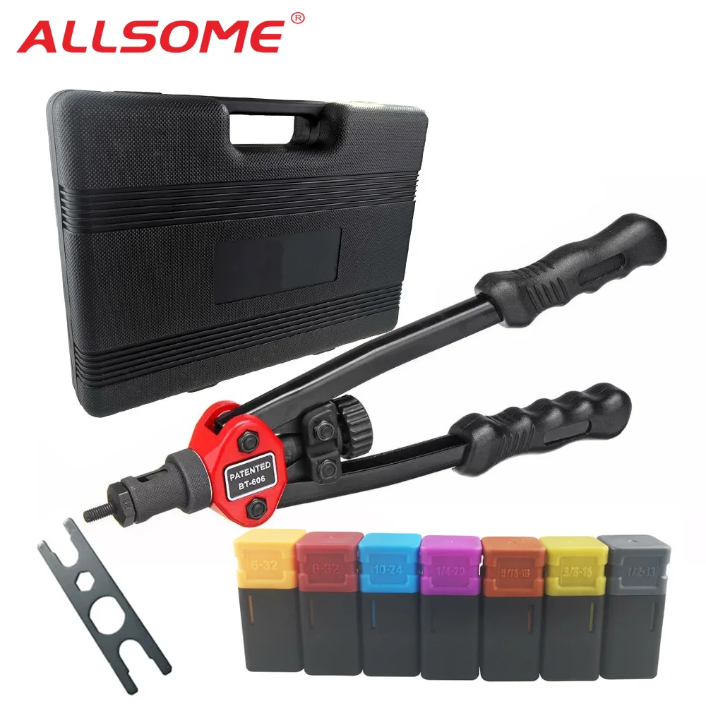 ALLSOME Klinknagel Moer Guns Auto Klinkhamer Tool BT-606 Klinkhamer Moer tool Hand Insert Rivet Nut Gereedschappenhandboek Opspandoorns 6- 32 8-32 BT-605