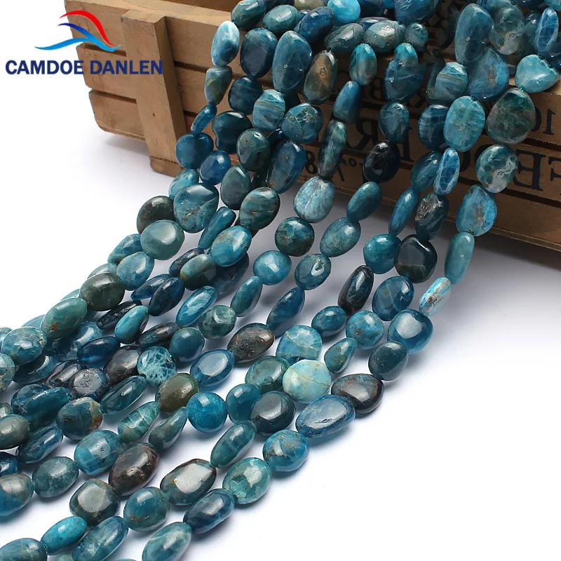 

CAMDOE DANLEN Natural Irregular Stone Genuine Blue Apatite Beads 8-10mm 15" Gravel Beads FIT Diy For Jewelry Making Wholesale