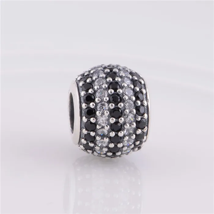 

NEW 925 Sterling Silver beads Black Stripe Pave charm Fit Original Pandora Charms Bracelet DIY Craft Making LW212B