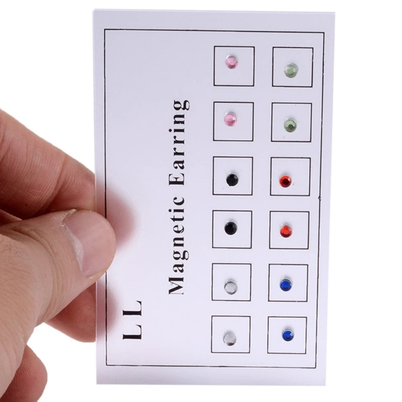 12 قطعة/بطاقة المغناطيس الكريستال القرط الأنف الشفاه Labret مربط وهمية الغشاش غير ثقب 3 مللي متر المغناطيسي قرط الاذن المرصع مجوهرات #2