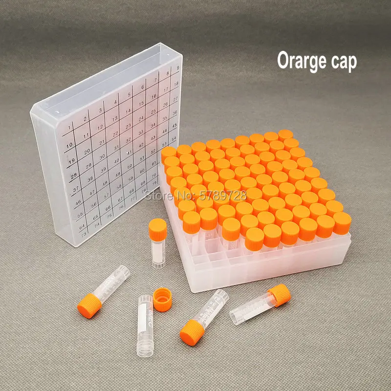 1set include one piece 81- lattice digital code Storage Box for Store Cryovial+81pieces 1.8ml plastic Refrigerating tube