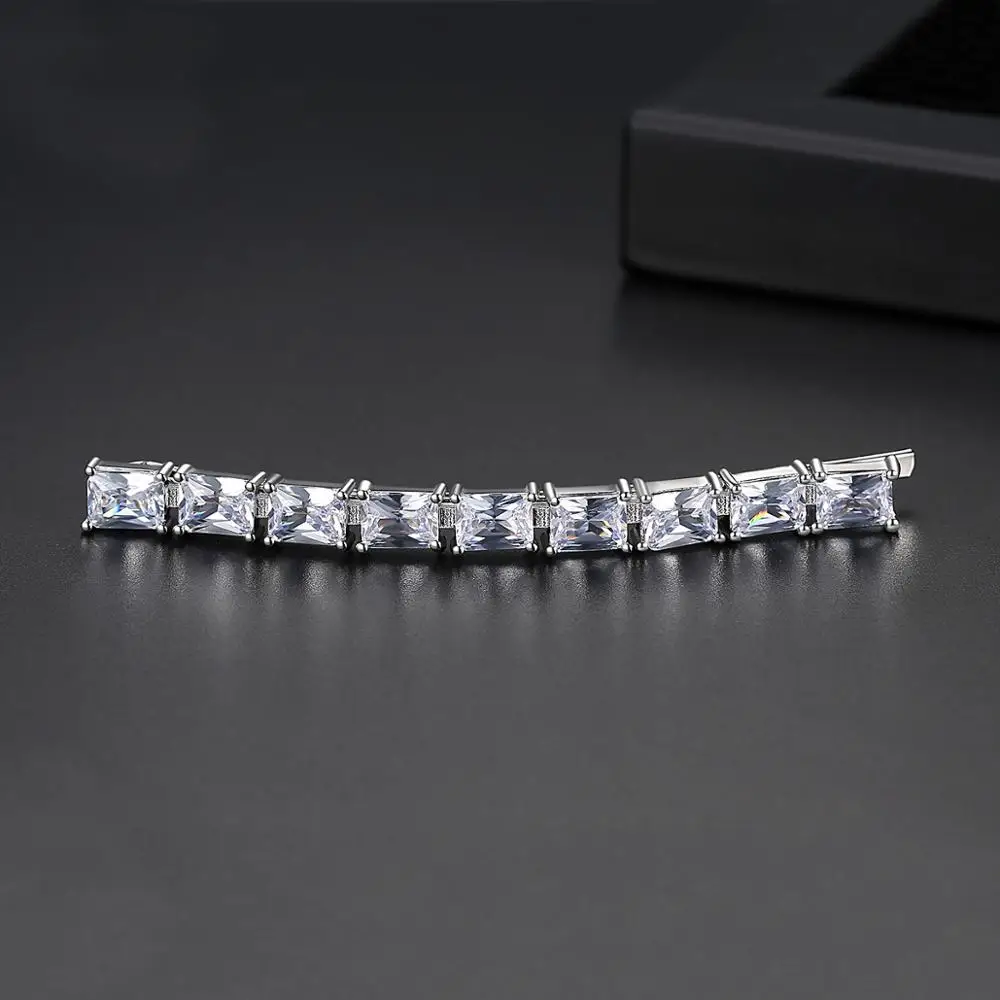 LUOTEEMI High Quality New Cubic Zirconia Hair Pins Fashion Stunning Sqaure Shape Temperament Accessories for Bridal Wedding Gift
