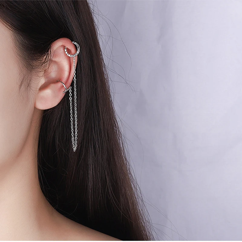 Fashion 925 Silver Needle Non-Piercing Ear Clip Earrings For Women Simple Fake Cartilage Ear Cuff Jewelry Clip Accessories