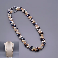 Vintage Twist Necklace Natural Freshwater Pearl Long Necklace Multicolor Baroque Pearl Necklace Women's Engagement Necklace