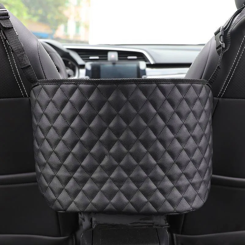 Car Organizer PULeather Car Storage Net Bag Auto Seat Back Organizer Universal Handbag Holder for men and womenTravel Pocket Bag