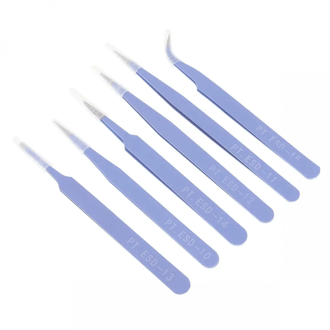 6pcs Precision Electronic Tweezers Set 116mm-133mm Stainless Steel Anti-Static ESD Tweezers Set for Craft Jewelry Laboratory